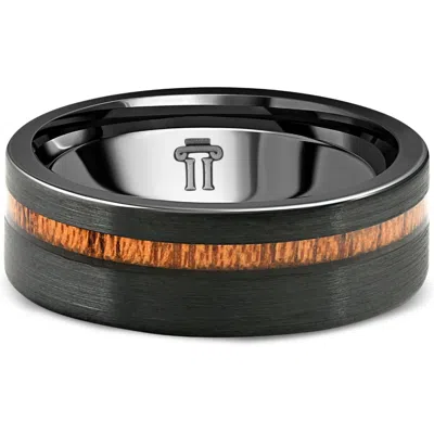 Pompeii3 Men's Brushed Tungsten & Genuine Wood 8mm Ring Wedding Band In Multi