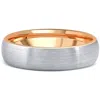 Pompeii3 Men's Brushed Tungsten & Rose Gold Plated Two Tone 6mm Ring Wedding Band In Multi