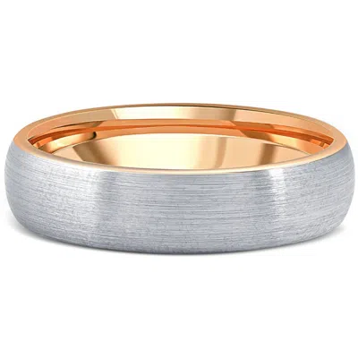Pompeii3 Men's Brushed Tungsten & Rose Gold Plated Two Tone 6mm Ring Wedding Band In Multi