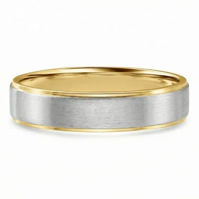 Pompeii3 Men's Brushed Two Tone Wedding Band 14k Gold Ring