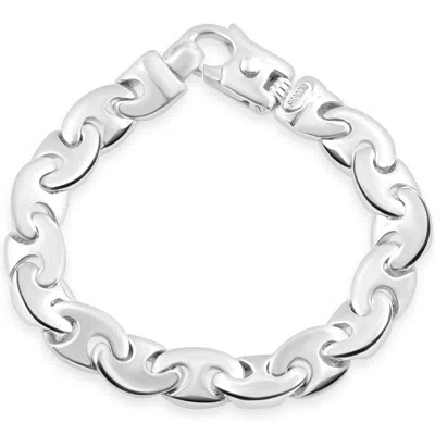Pompeii3 Men's Circular Marine 14k Gold (85g) Or Platinum (160g) 11mm Link Bracelet 8.5" In Silver