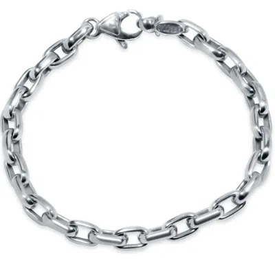 Pompeii3 Men's Classic Round Link 14k Gold (32gram) Or Platinum (52gram) 7mm Bracelet 8.5" In Transparent