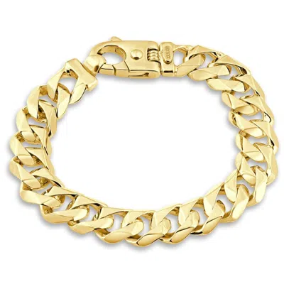 Pompeii3 Men's Cuban Flat Link 14k Yellow Gold 80gram 12.5mm Link Bracelet 8.5" In Metallic