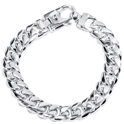Pompeii3 Men's Cuban Link 14k Gold (94gram) Or Platinum (152gram) 12mm Bracelet 8.5" In Silver