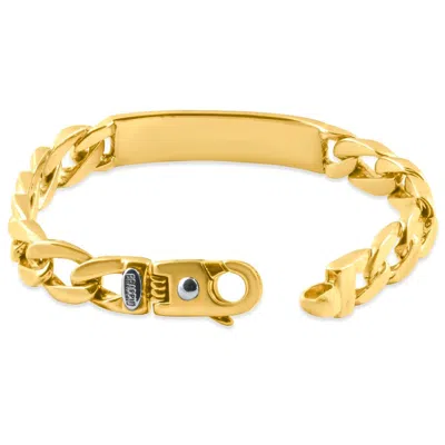 Pompeii3 Men's Cuffed Link 14k Gold (50gram) Or Platinum (94gram) 10mm Bracelet 8" In Metallic