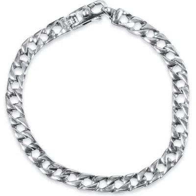 Pompeii3 Men's Curb Link 14k Gold (21gram) Or Platinum (34gram) 6.5mm Bracelet 8" In Silver