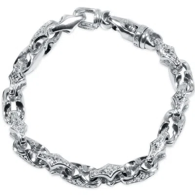 Pompeii3 Men's Designed 14k Gold (65gram) Or Platinum (104gram) 9mm Link Bracelet 8.5" In Silver