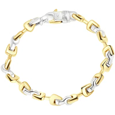 Pompeii3 Men's Designed Bolt 14k Gold (51g) Or Platinum (95g) 7mm Link Bracelet 8.5" In Multi