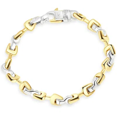 Pompeii3 Men's Designed Bolt 14k Gold (51g) Or Platinum (95g) 7mm Link Bracelet 8.5"
