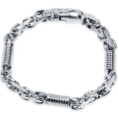 Pompeii3 Men's Designer Byzantine Link 14k Gold (60gram) Or Platinum (98gram) 7mm Bracelet 8.75" In Silver