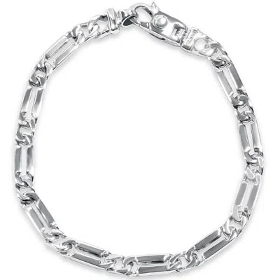 Pompeii3 Men's Designer Figaro Link 14k Gold (18gram) Or Platinum (29gram) 5.5mm Bracelet 8" In Metallic