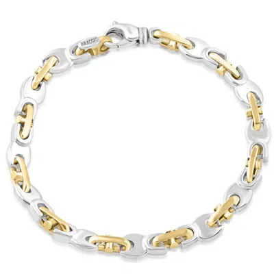 Pompeii3 Men's Designer Mariner 14k White & Yellow Gold Two Tone Solid 5-8mm Wide High Polished Bracelet