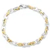 Pompeii3 Men's Designer Mariner 14k White & Yellow Gold Two Tone Solid 5-8mm Wide High Polished Bracelet In White