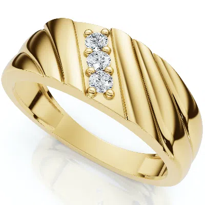 Pompeii3 Men's Diamond Three Stone Polished Wedding Ring Gold Lab Grown