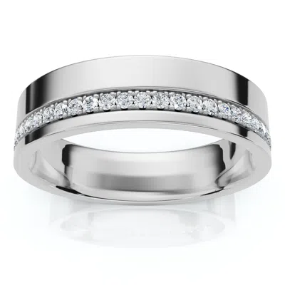 Pompeii3 Men's Diamond Wedding Ring High Polished 14k Gold Or Platinum Lab Grown Ef/vs In Metallic