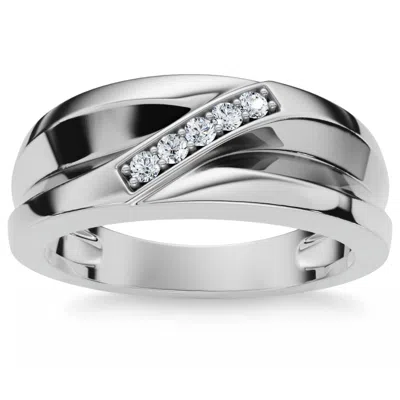 Pompeii3 Men's Diamond Wedding Ring Lab Grown 10k Gold In Silver