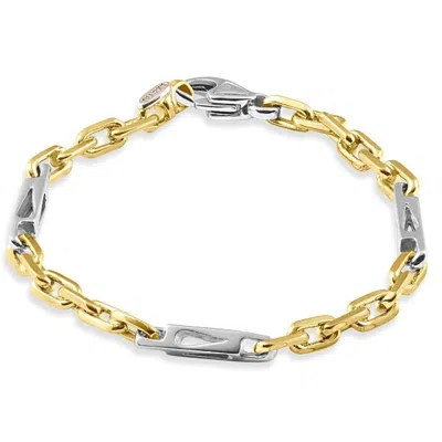 Pompeii3 Men's Figaro 14k Gold (25gram) Or Platinum (41gram) 5mm Link Bracelet 8.5" In Transparent