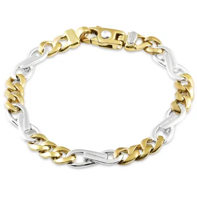 Pompeii3 Men's Figaro 14k Gold (31gram) Or Platinum (50gram) 8mm Link Bracelet 8.5" In Multi