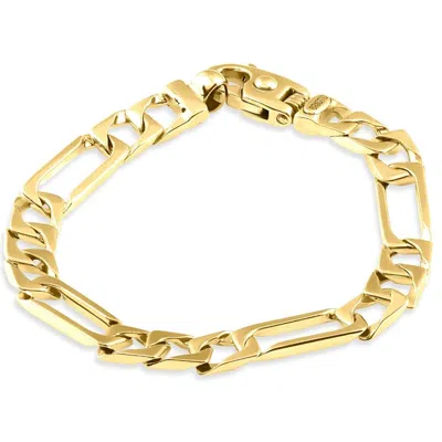 Pompeii3 Men's Figaro 14k Gold (31gram) Or Platinum (51gram) 9mm Link Bracelet 8.25"