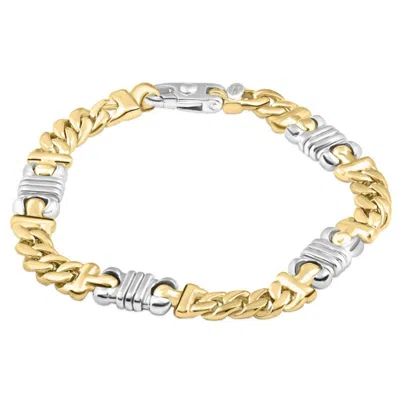 Pompeii3 Men's Figaro 14k Gold (62gram) Or Platinum (99gram) 9mm Link Bracelet 8.75" In Silver