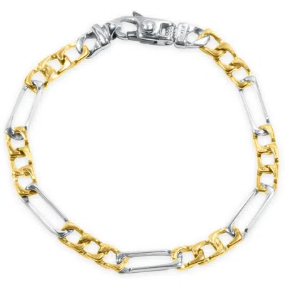 Pompeii3 Men's Figaro Link 14k Gold (12gram) Or Platinum (19gram) 5.5mm Bracelet 8" In Multi