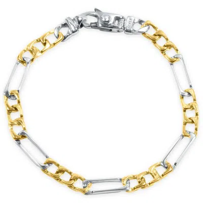 Pompeii3 Men's Figaro Link 14k Gold (12gram) Or Platinum (19gram) 5.5mm Bracelet 8" In Silver