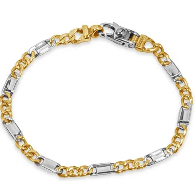 Pompeii3 Men's Figaro Link 14k Gold (13gram) Or Platinum (21gram) 5mm Bracelet 8" In Multi