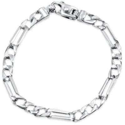 Pompeii3 Men's Figaro Link 14k Gold (18gram) Or Platinum (32gram) 6.5mm Bracelet 8.5" In Transparent