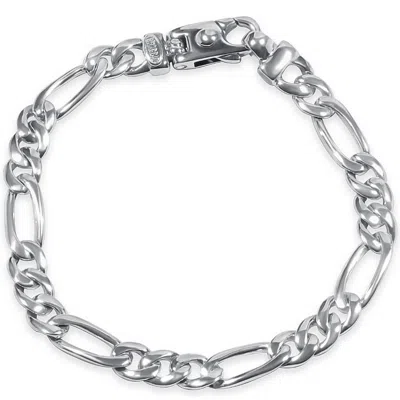 Pompeii3 Men's Figaro Link 14k Gold (23gram) Or Platinum (37gram) 7.5mm Bracelet 8" In Metallic