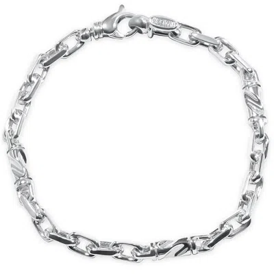 Pompeii3 Men's Figaro Link 14k Gold (26gram) Or Platinum (42gram) 5mm Bracelet 8.5" In Silver