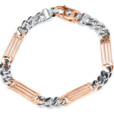 Pompeii3 Men's Figaro Link 14k Gold (28gram) Or Platinum (45gram) 7mm Bracelet 8" In Multi