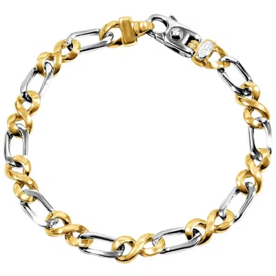 Pompeii3 Men's Figaro Link 14k Gold (28gram) Or Platinum (46gram) 7-8mm Bracelet 8.25" In Multi