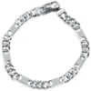 Pompeii3 Men's Figaro Link 14k Gold (30gram) Or Platinum (49gram) 7mm Bracelet 8.5" In Silver
