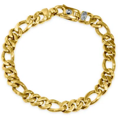 Pompeii3 Men's Figaro Link 14k Gold (34gram) Or Platinum (54gram) 8.5mm Bracelet 8.25" In Silver