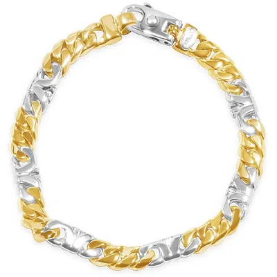 Pompeii3 Men's Figaro Link 14k Gold (35gram) Or Platinum (57gram) 7.5mm Bracelet 8" In Multi