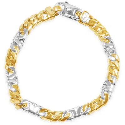 Pompeii3 Men's Figaro Link 14k Gold (35gram) Or Platinum (57gram) 7.5mm Bracelet 8" In Multi
