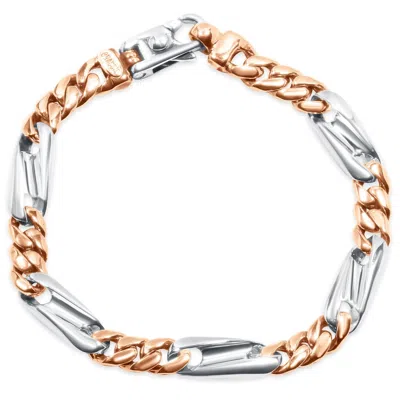 Pompeii3 Men's Figaro Link 14k Gold (37gram) Or Platinum (60gram) 7.5-8.5mm Bracelet 8" In Silver