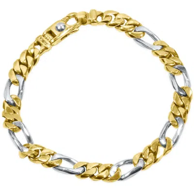 Pompeii3 Men's Figaro Link 14k Gold (41gram) Or Platinum (66gram) 8mm Bracelet 8.5" In Silver