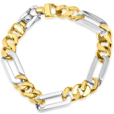 Pompeii3 Men's Figaro Link 14k Gold (49gram) Or Platinum (80gram) 10.5mm Bracelet 8.25" In Multi