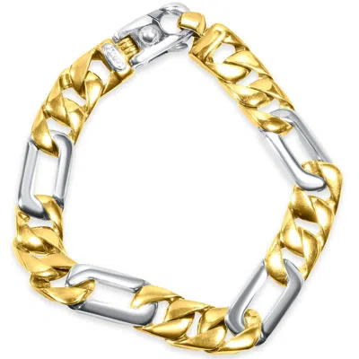 Pompeii3 Men's Figaro Link 14k Gold (50gram) Or Platinum (80gram) 11mm Bracelet 8.5" In Multi