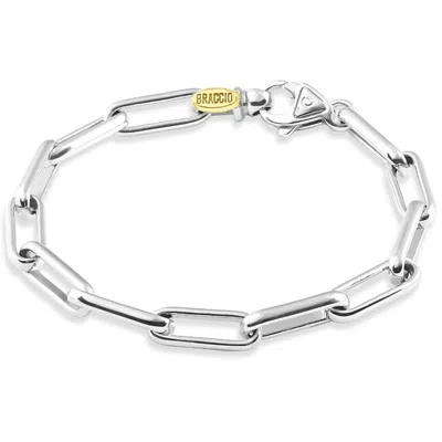 Pompeii3 Men's Fisher 14k Gold (28gram) Or Platinum (46gram) 7mm Link Bracelet 8.5" In Multi