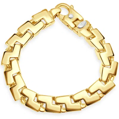 Pompeii3 Men's Flat Curb Design 14k Gold (91g) Or Platinum (171g) 12mm Link Bracelet 9.5" In Multi