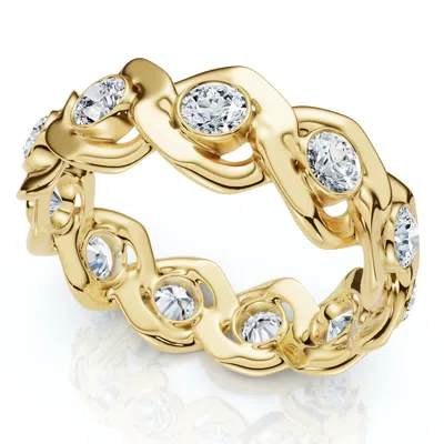 Pompeii3 Men's Grant Diamond Flat Cuban Ring 14k Gold Ef/vs Lab Grown In Multi