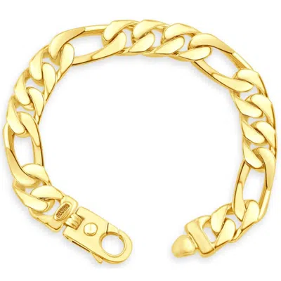 Pompeii3 Men's Heavy Figaro 14k Gold (90gram) Or Platinum (145gram) 10mm Link Bracelet 8.75" In Brown