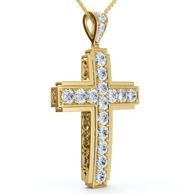 Pompeii3 Men's Huge 2 1/2" Hip Hip 16ct Diamond Cross Pendant Gold Necklace 40grams