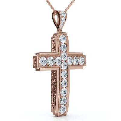 Pompeii3 Men's Huge 2 1/2" Hip Hip 16ct Diamond Cross Pendant Gold Necklace 40grams In Multi