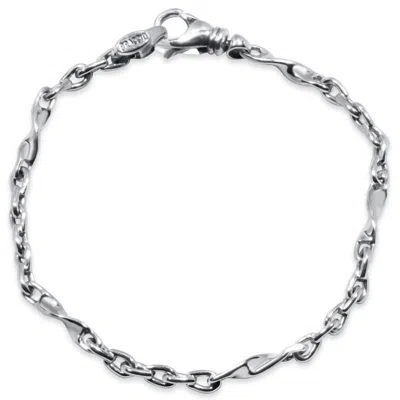 Pompeii3 Men's Link 14k Gold (12gram) Or Platinum (19gram) 4mm Bracelet 8.25" In Silver