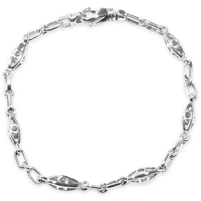 Pompeii3 Men's Link 14k Gold (15gram) Or Platinum (25gram) 4-5mm Bracelet 8" In Multi