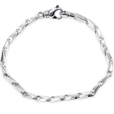 Pompeii3 Men's Link 14k Gold (22gram) Or Platinum (35gram) 4mm Bracelet 8" In Silver