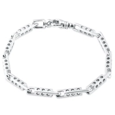 Pompeii3 Men's Link 14k Gold (26gram) Or Platinum (42gram) 4mm Bracelet 8.75" In Silver